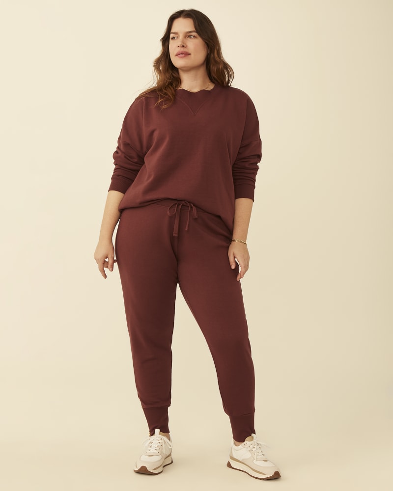 Plus size model with rectangle body shape wearing Marjorie French Terry Jogger by Marc NY | Dia&Co | dia_product_style_image_id:178245